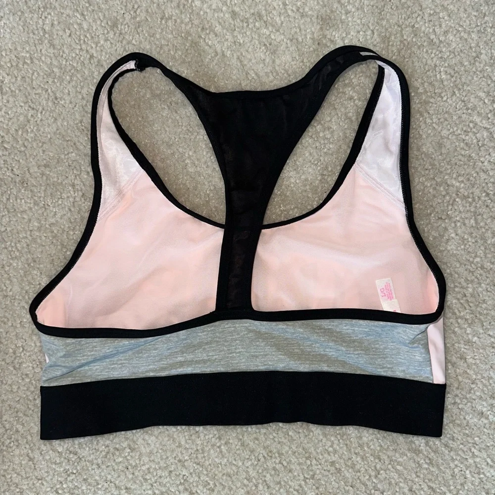 PINK Victoria's Secret Sports Bra Pink and Black Racerback - Picture 2 of 2